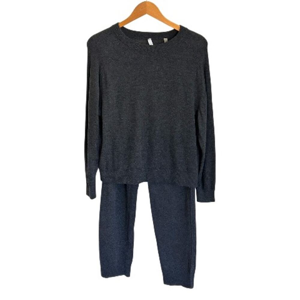 Cashmere Vince Tracksuit Suit Set, Gunmetal Grey, Small